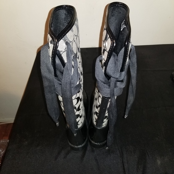 COACH TRISTEE BLACK SMOKE JACQARD RAINBOOT - Picture 3 of 6